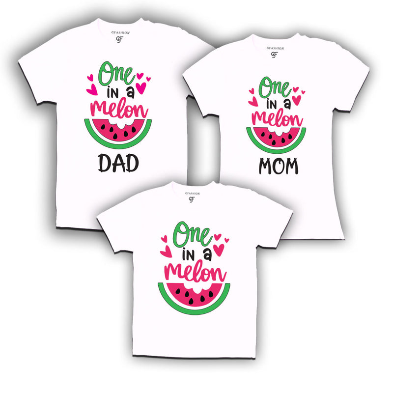 ONE IN A MELON DAD MOM AND KID BIRTHDAY T-SHIRTS FOR FAMILY