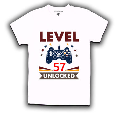 Level 57 Unlocked gamer t-shirts for 57 year old birthday