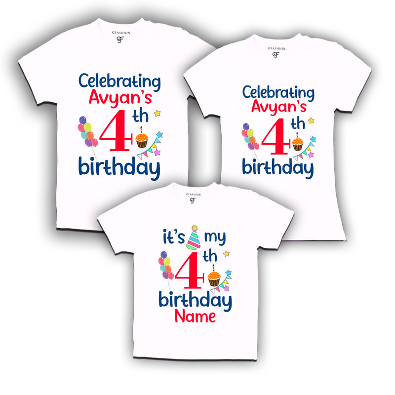 4th birthday name customized t shirts with family