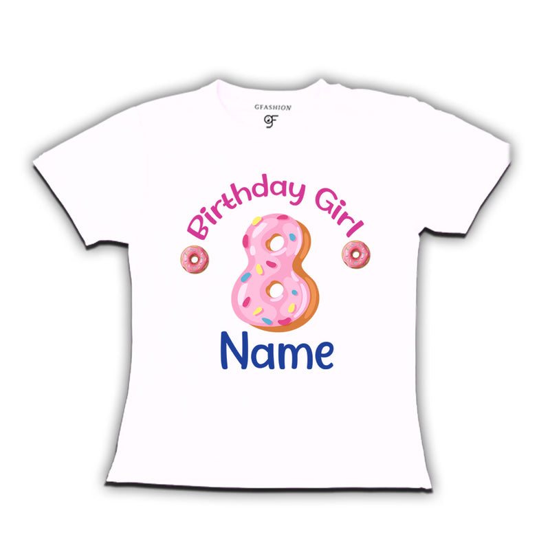 Donut Birthday girl t shirts with name customized for 8th birthday