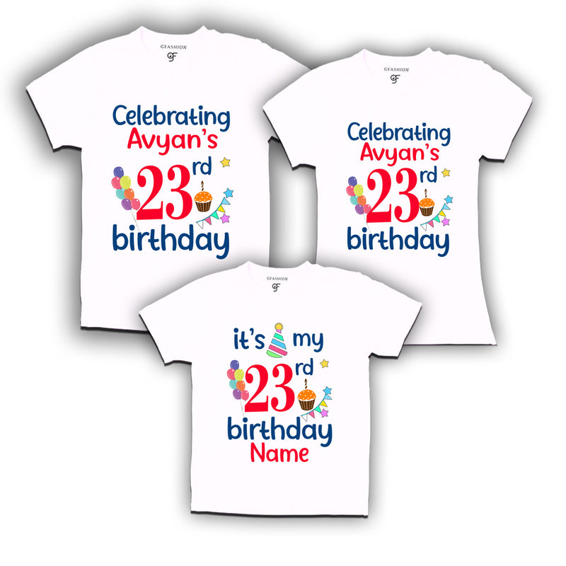 23rd birthday name customized t shirts with family