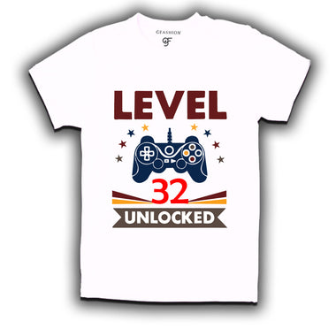 Level 32 Unlocked gamer t-shirts for 32 year old birthday
