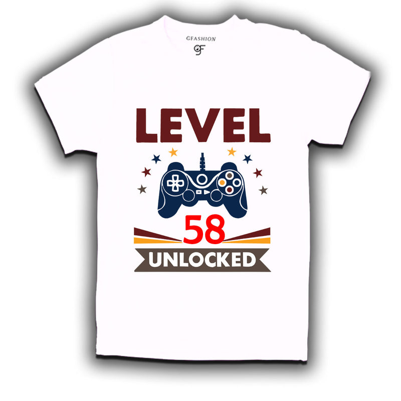 Level 58 Unlocked gamer t-shirts for 58 year old birthday