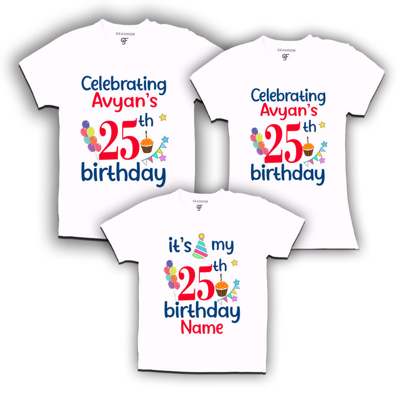 25th birthday name customized t shirts with family