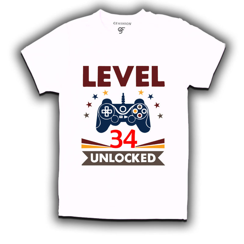 Level 34 Unlocked gamer t-shirts for 34 year old birthday