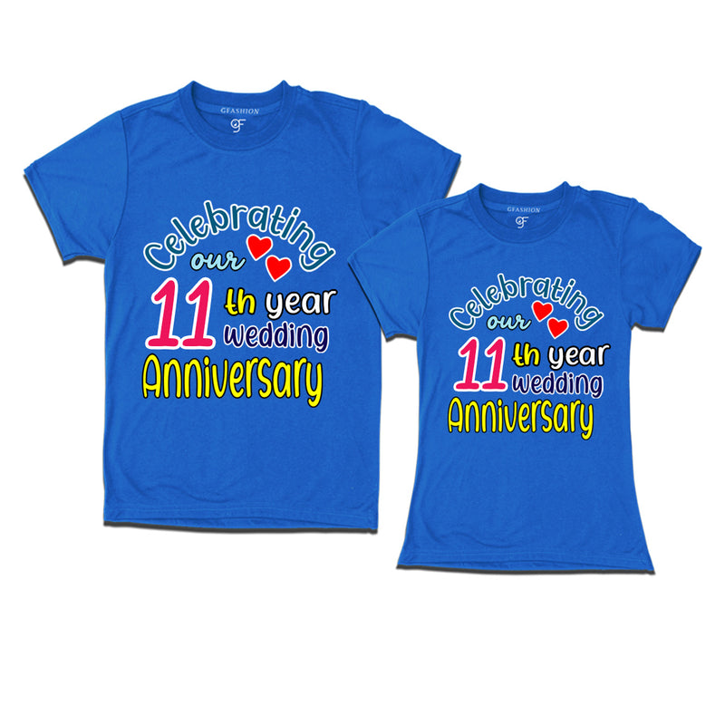 celebrating our 11th year wedding anniversary couple t-shirts