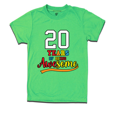 20 years of being awesome 20th birthday t-shirts