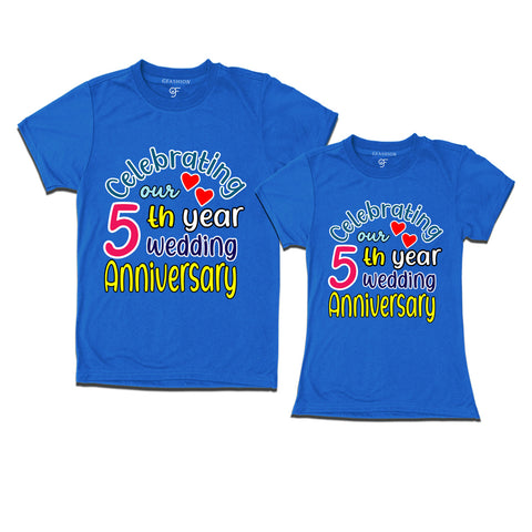celebrating our 5th year wedding anniversary couple t-shirts