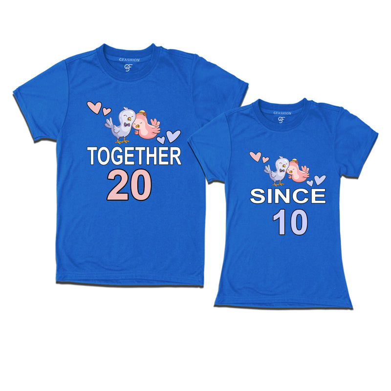 Together since 2010 Couple t-shirts for anniversary with cute love birds