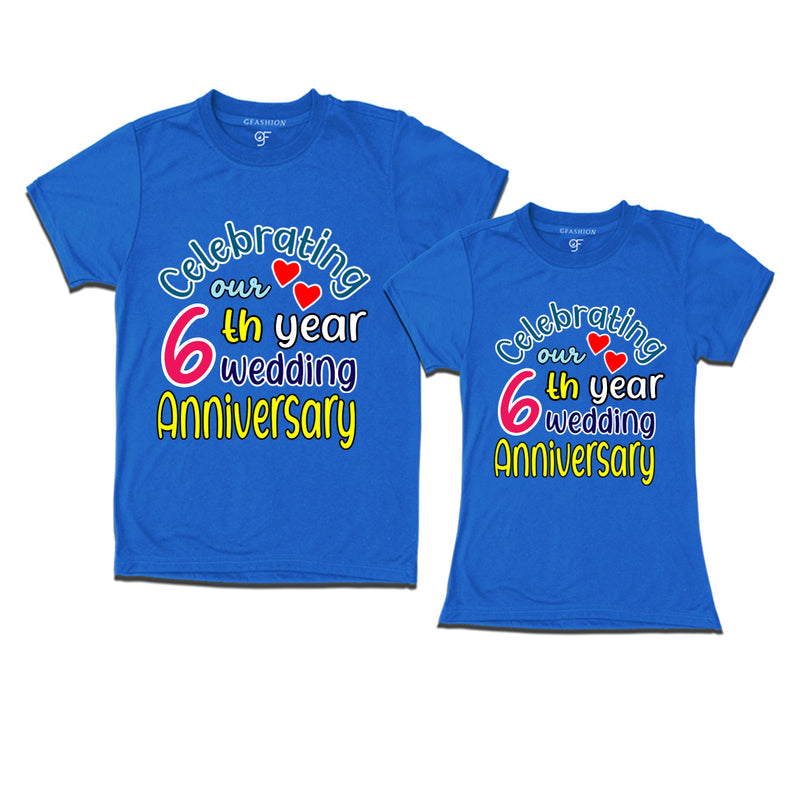 celebrating our 6th year wedding anniversary couple t-shirts