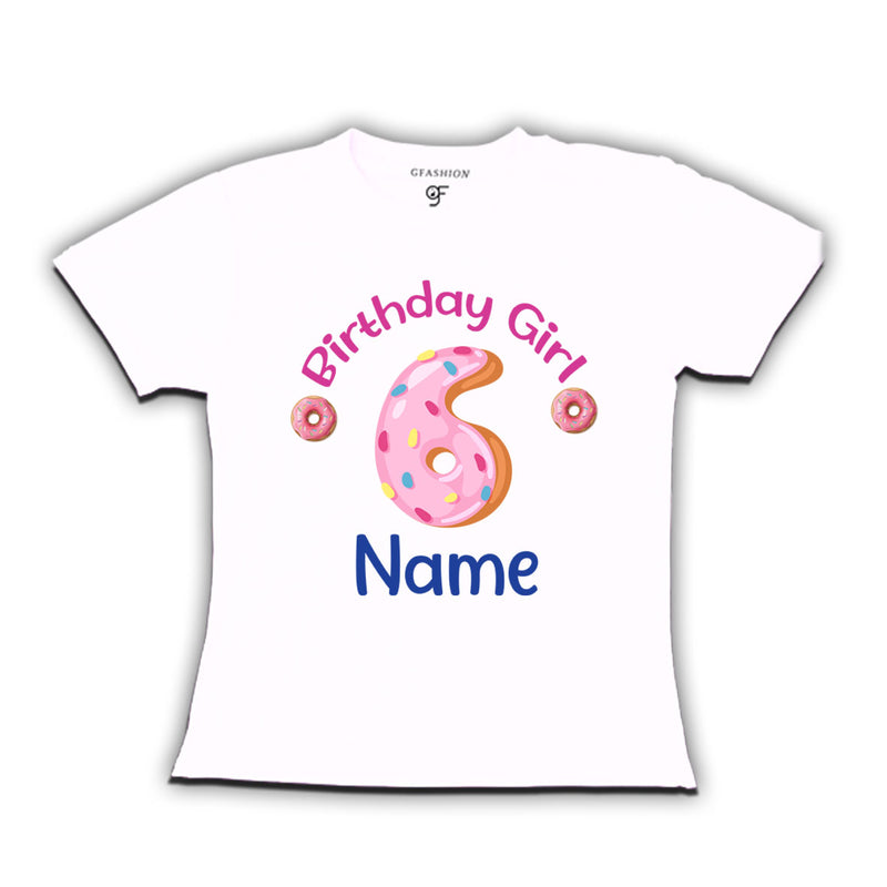 Donut Birthday girl t shirts with name customized for 6th birthday