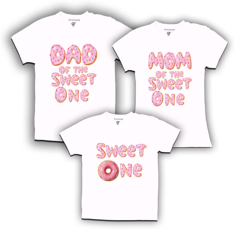 Birthday Family T shirts for sweet one's dad and mom with Pink donut theme