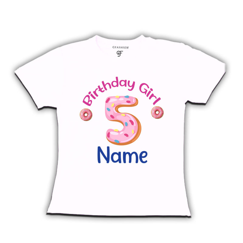 Donut Birthday girl t shirts with name customized for 5th birthday