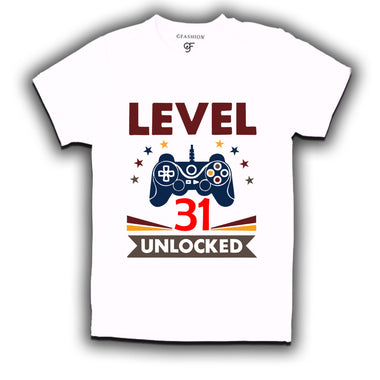 Level 31 Unlocked gamer t-shirts for 31 year old birthday