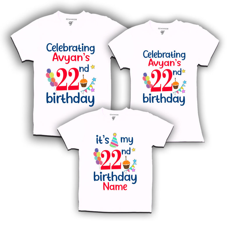 22nd birthday name customized t shirts with family