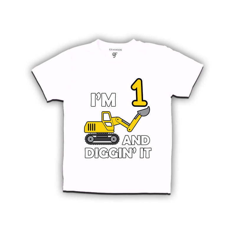 I'm 1 and Digging It t shirts for boys and girls