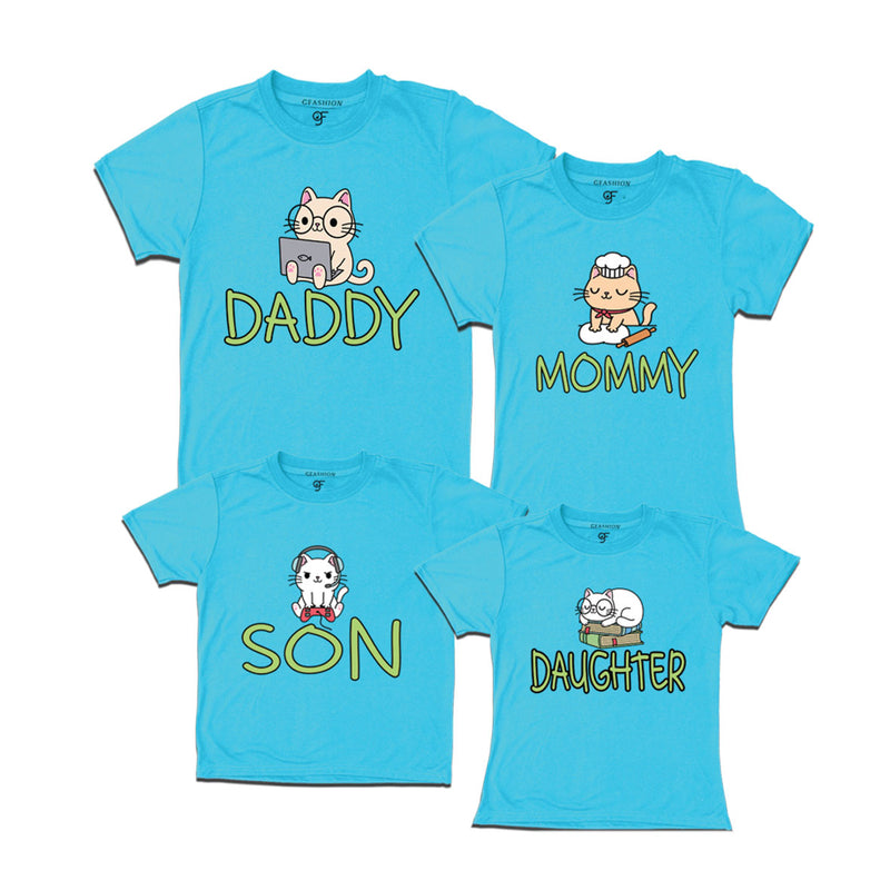 DADDY MOMMY SON DAUGHTER CUTE CATS FAMILY T SHIRTS