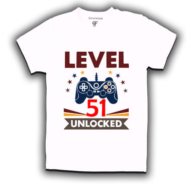 Level 51 Unlocked gamer t-shirts for 51 year old birthday