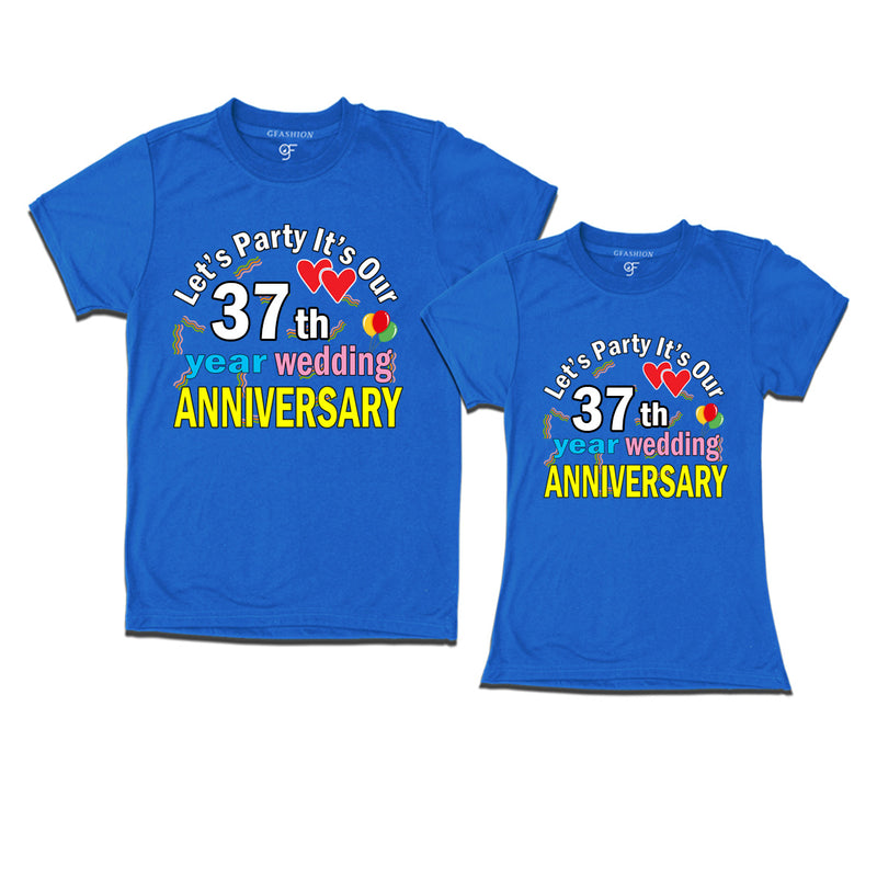 Let's party it's our 37th year wedding anniversary festive couple t-shirts