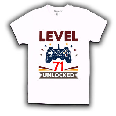 Level 71 Unlocked gamer t-shirts for 71 year old birthday