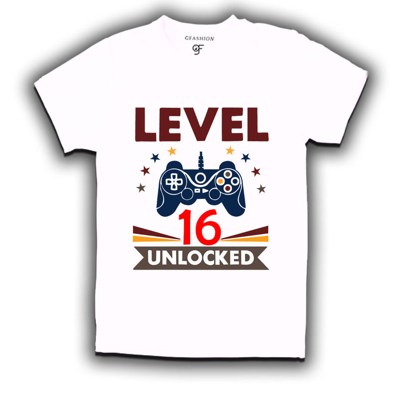 Level 16 Unlocked gamer t-shirts for 16 year old birthday