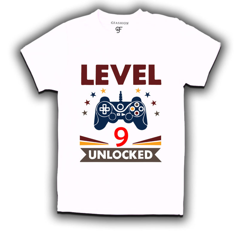 Level 9 Unlocked gamer t-shirts for 9 year old birthday