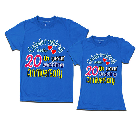 celebrating our 20th year wedding anniversary couple t-shirts