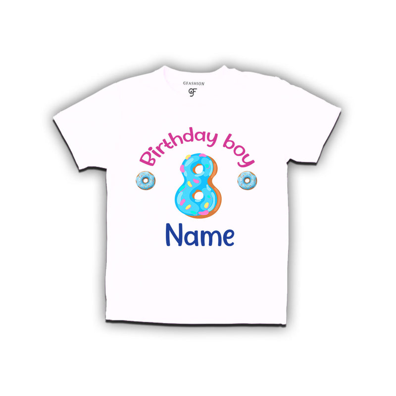 Donut Birthday boy t shirts with name customized for 8th birthday