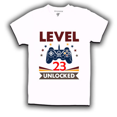 Level 23 Unlocked gamer t-shirts for 23 year old birthday