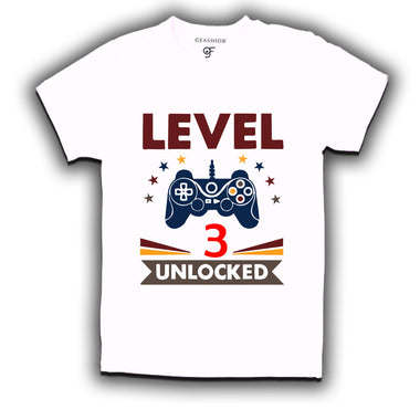 Level 3 Unlocked gamer t-shirts for 3 year old birthday