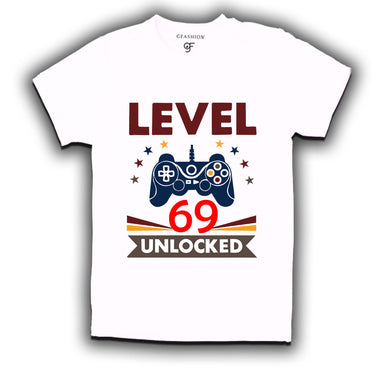 Level 69 Unlocked gamer t-shirts for 69 year old birthday