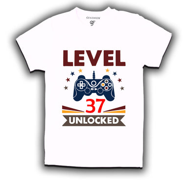 Level 37 Unlocked gamer t-shirts for 37 year old birthday
