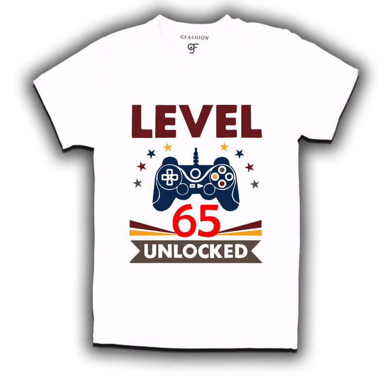 Level 65 Unlocked gamer t-shirts for 65 year old birthday