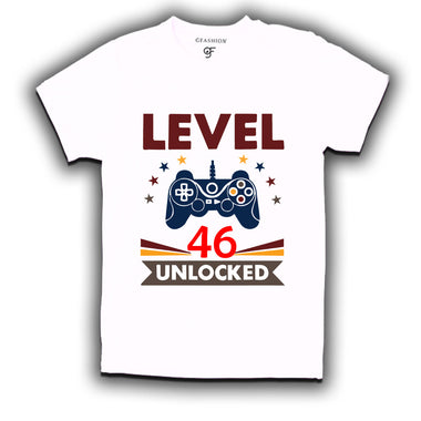 Level 46 Unlocked gamer t-shirts for 46 year old birthday