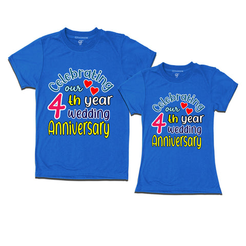 celebrating our 4th year wedding anniversary couple t-shirts