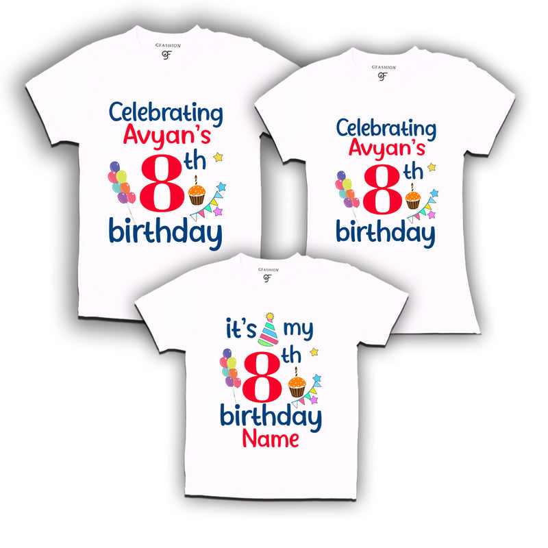 8th birthday name customized t shirts with family