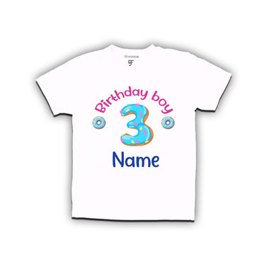 Donut Birthday boy t shirts with name customized for 3rd birthday
