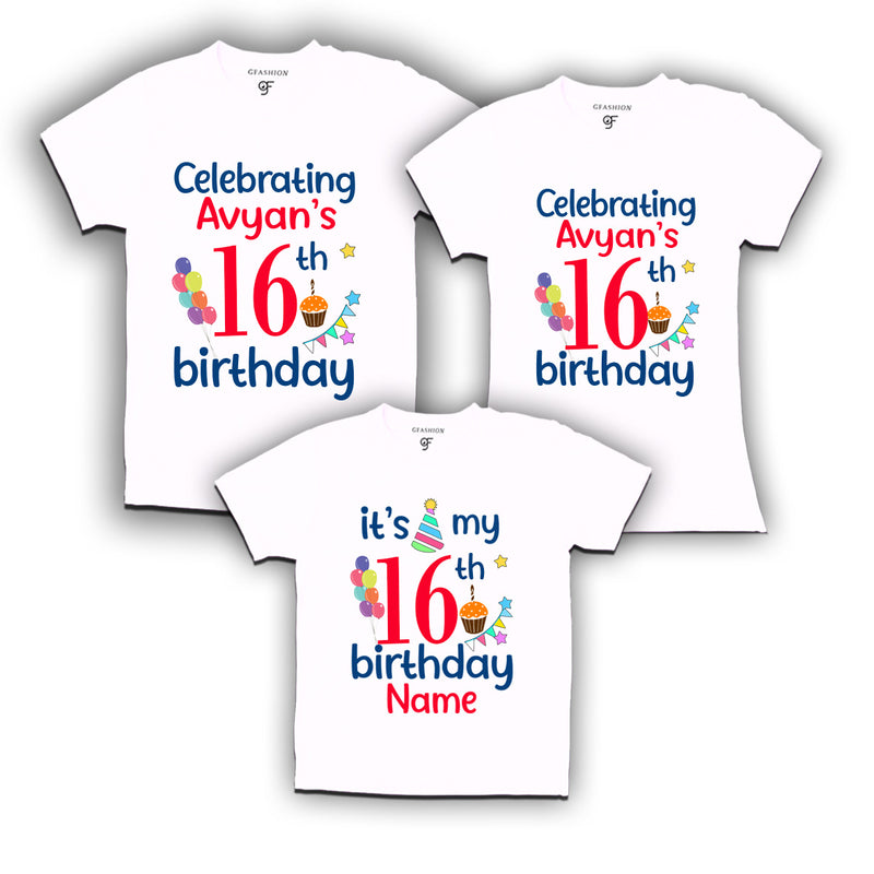 16th birthday name customized t shirts with family
