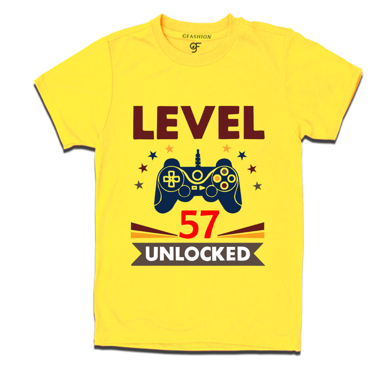 Level 57 Unlocked gamer t-shirts for 57 year old birthday