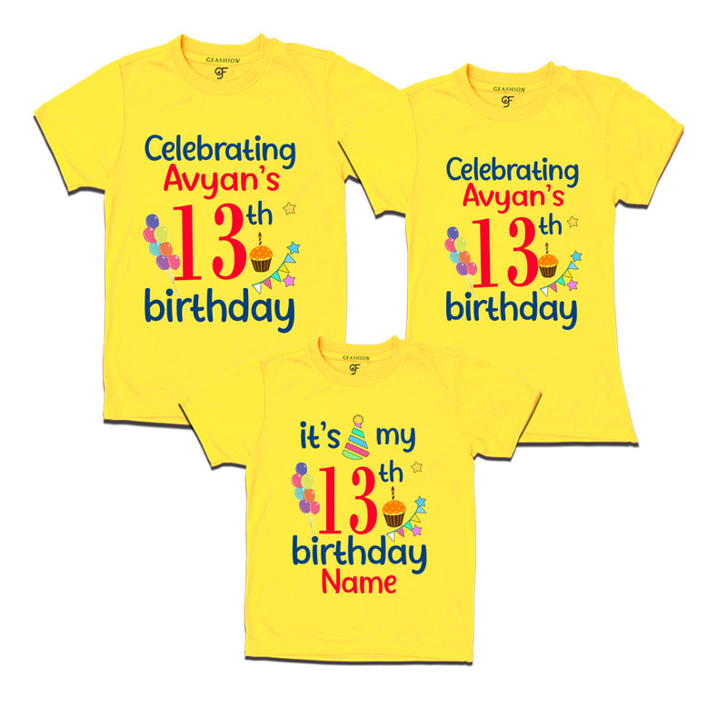 13th birthday name customized t shirts with family
