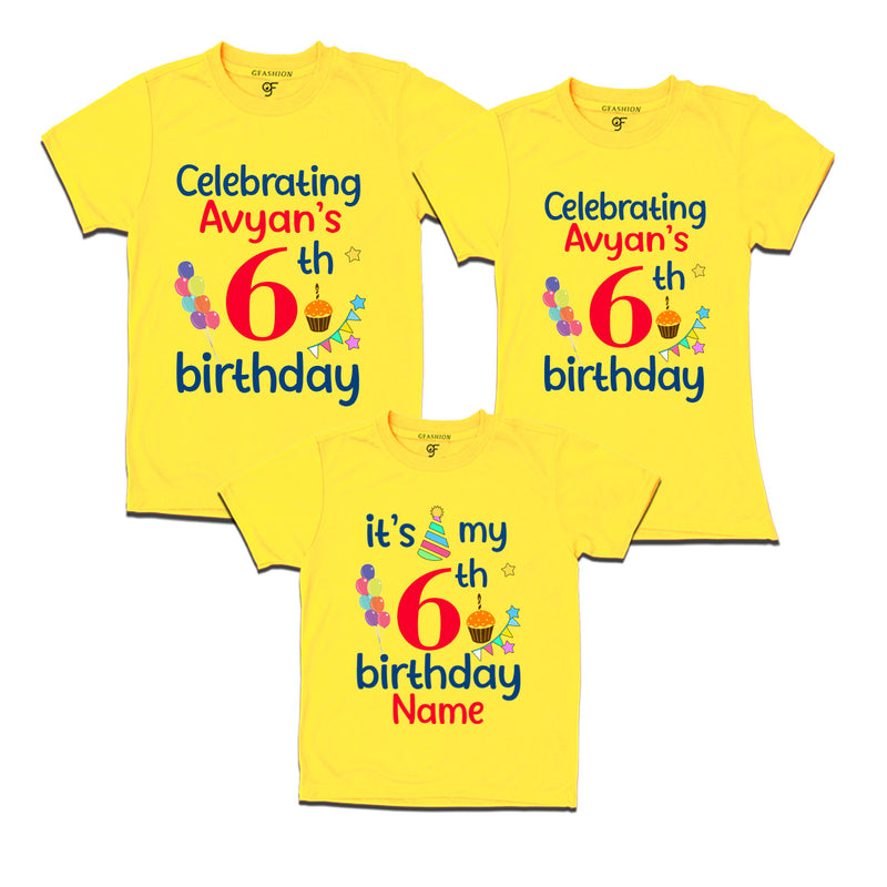 6th birthday name customized t shirts with family