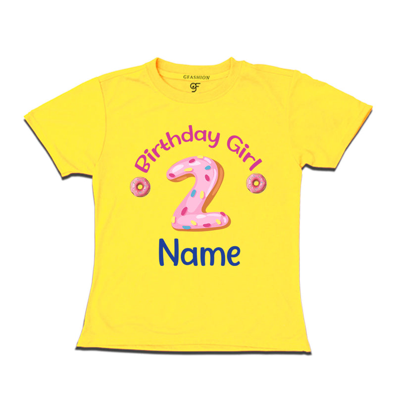 Donut Birthday girl t shirts with name customized for 2nd birthday