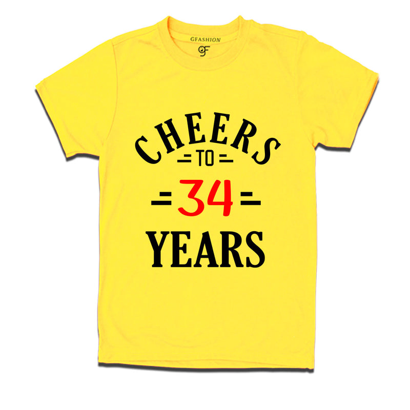 Cheers to 34 years birthday t shirts for 34th birthday