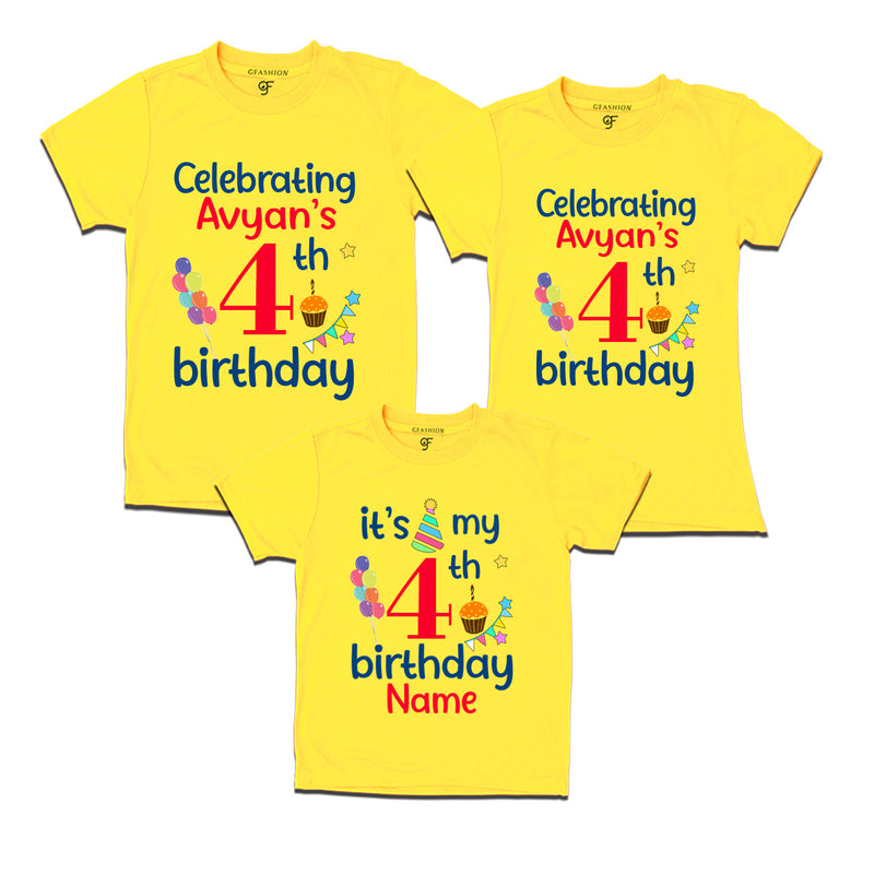 4th birthday name customized t shirts with family