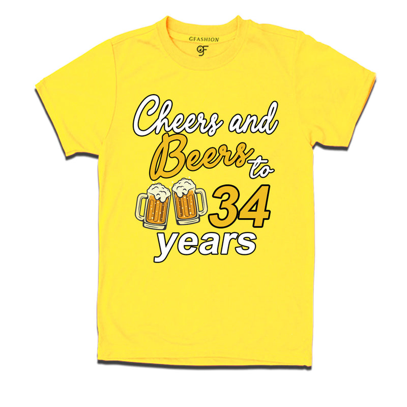 Cheers and beers to 34 years funny birthday party t shirts