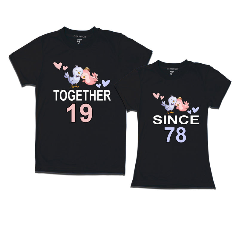 Together since 1978 Couple t-shirts for anniversary with cute love birds