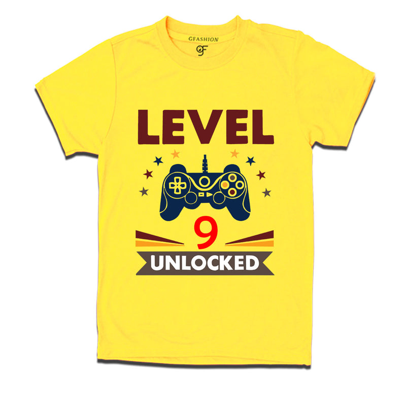 Level 9 Unlocked gamer t-shirts for 9 year old birthday