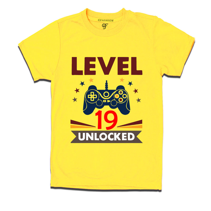 Level 19 Unlocked gamer t-shirts for 19 year old birthday