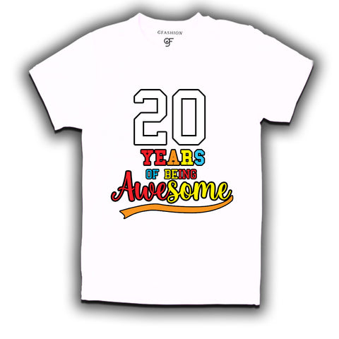 20 years of being awesome 20th birthday t-shirts