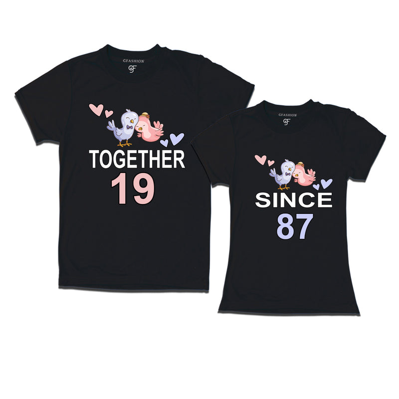 Together since 1987 Couple t-shirts for anniversary with cute love birds